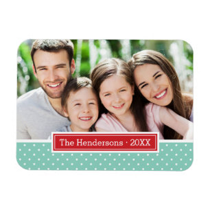 Polkadot Holiday Monogram Photo Magnet
