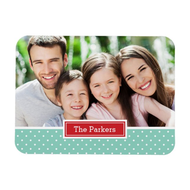 Polkadot Holiday Monogram Photo Magnet (Horizontal)