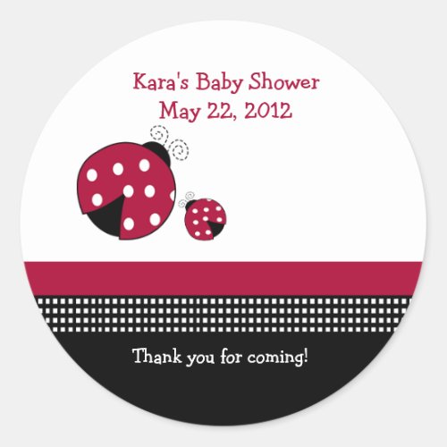 Polkadot Ladybug Baby Shower Favor Sticker