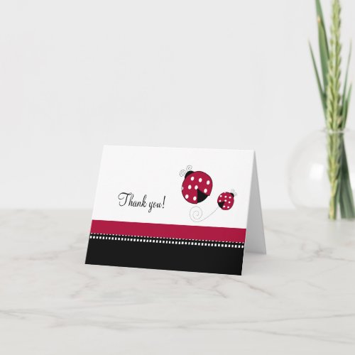 Polkadot Ladybug Folded Thank you notes