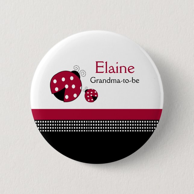 Polkadot Ladybug NAME TAG Personalized Button (Front)