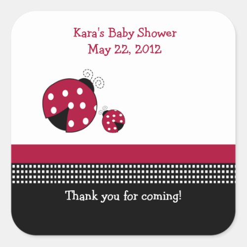 Polkadot Ladybug SQUARE Favor Sticker