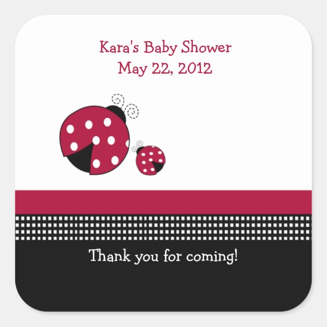 Polkadot Ladybug SQUARE Favor Sticker (Front)