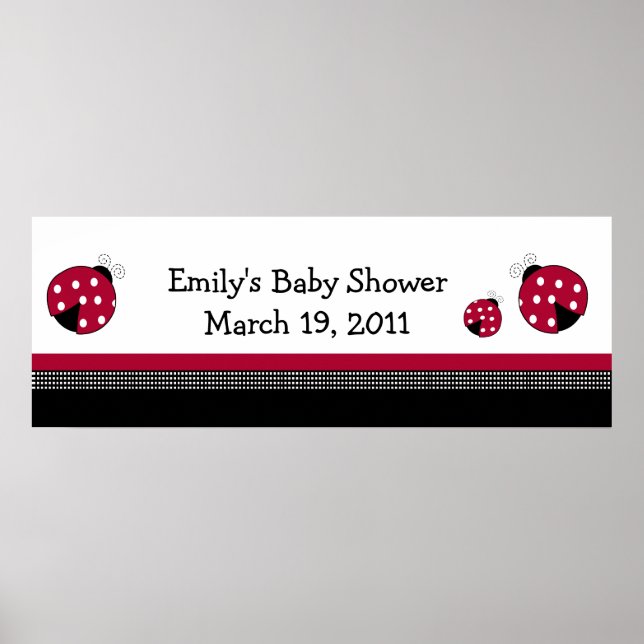 POLKADOT LADYBUGS Baby Shower /  Birthday Banner Poster (Front)