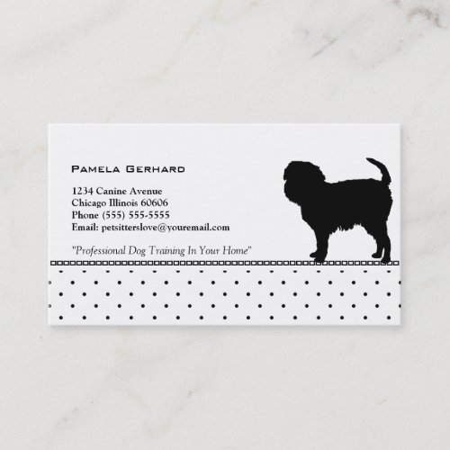 Polkadot Monogram Dog Silhouette Animal Related Business Card