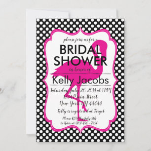 Polkadot Pink Flamingo Bridal Shower Invitation