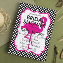 Polkadot Pink Flamingo Bridal Shower Invitation