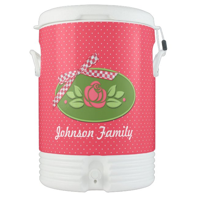 Polkadot Roses, Drk.Pink-Igloo Cooler,Ten gal. Cooler (Front)