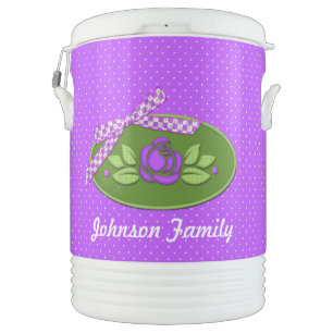 Polkadot Roses, Purple-Igloo Cooler,Ten Gal. Beverage Cooler