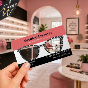 Polkadot Trendy Eyeglasses Boutique Optical Shop Clear Business Cards