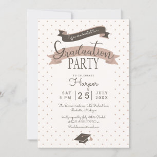 Polkadot vintage graduation party invitation