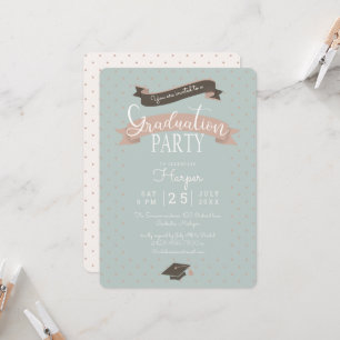 Polkadot vintage graduation party invitation
