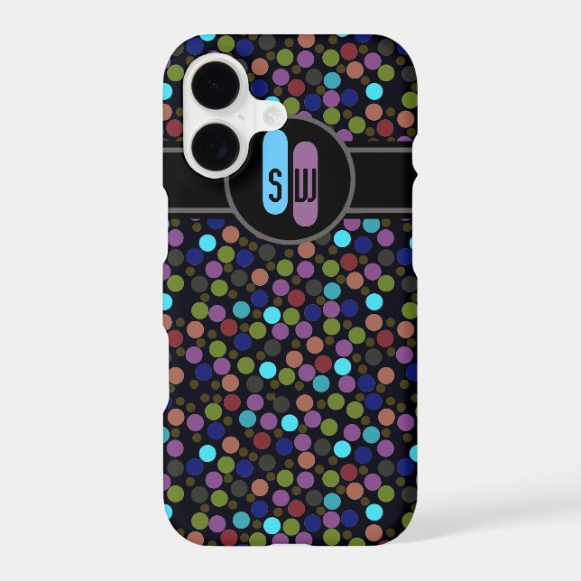 polkadots, label and initials iphone case (Back)