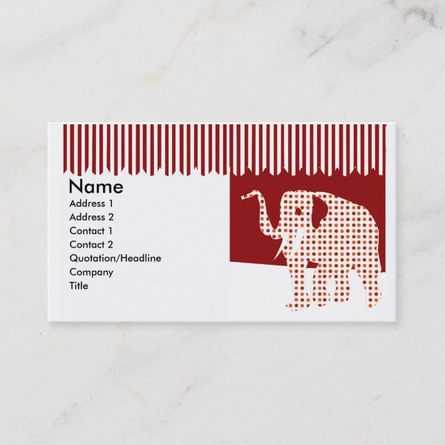 Polkadotted Cute Fun Circus Elephant Business Card (Front)