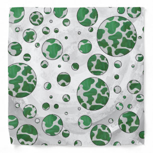 Polks Dot Cow Green and White Print Bandana