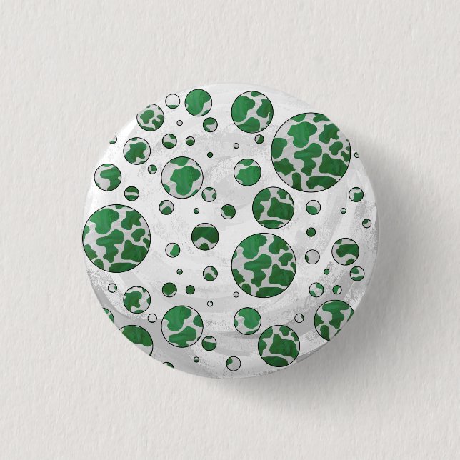 Polks Dot Cow Green and White Print Button (Front)