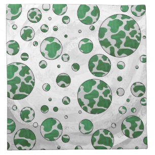 Polks Dot Cow Green and White Print Cloth Napkin