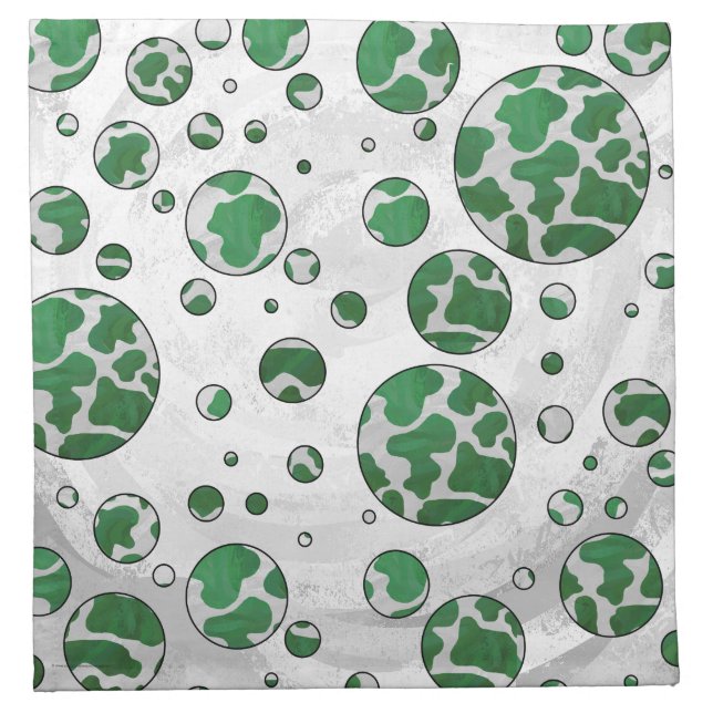 Polks Dot Cow Green and White Print Cloth Napkin (Front)