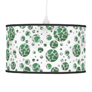 Polks Dot Cow Green and White Print Hanging Lamp