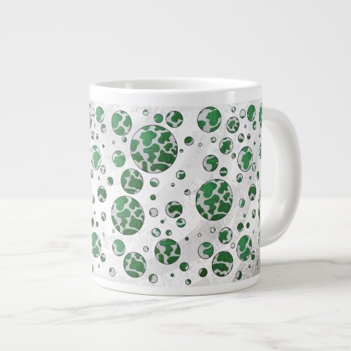Polks Dot Cow Green and White Print Large Coffee Mug