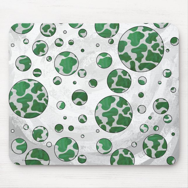 Polks Dot Cow Green and White Print Mouse Pad (Front)