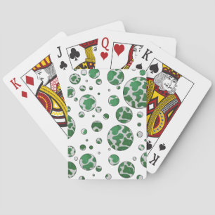 Polks Dot Cow Green and White Print Poker Cards