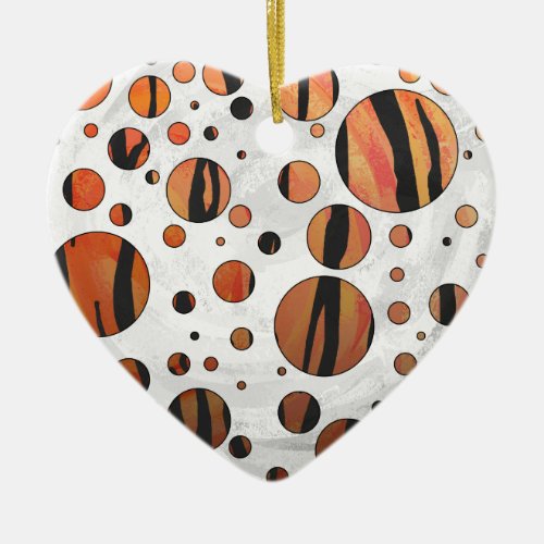 Polks Dot Tiger Hot orange and Black Print Ceramic Ornament