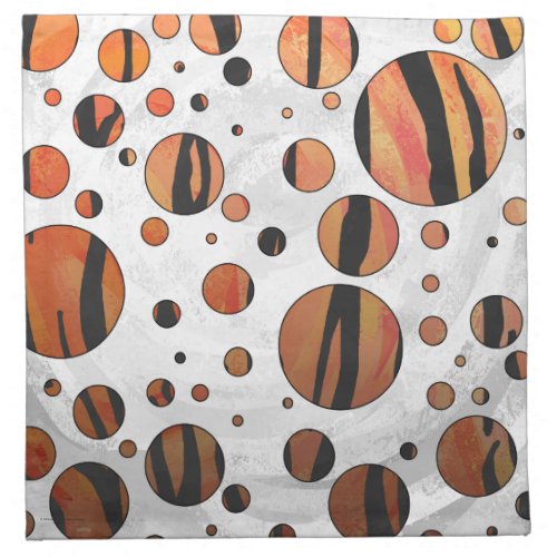 Polks Dot Tiger Hot orange and Black Print Cloth Napkin