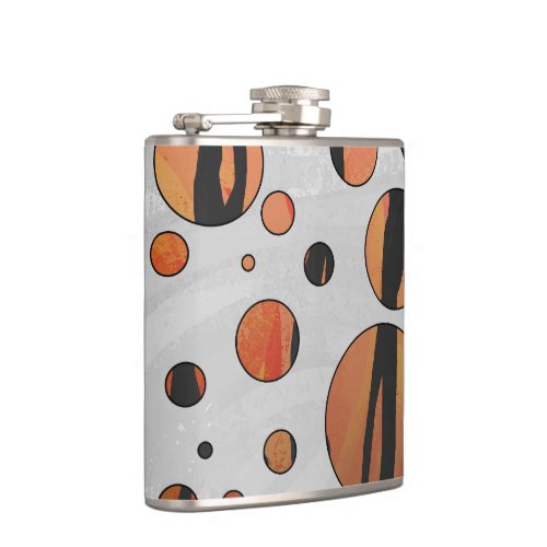 Polks Dot Tiger Hot orange and Black Print Flask