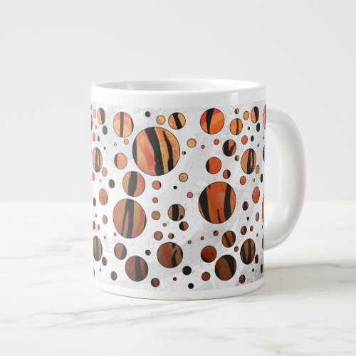 Polks Dot Tiger Hot orange and Black Print Giant Coffee Mug