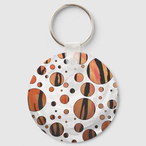 Polks Dot Tiger Hot orange and Black Print Keychain