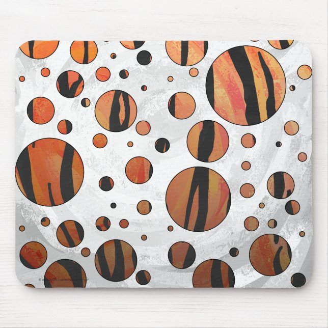 Polks Dot Tiger Hot orange and Black Print Mouse Pad (Front)