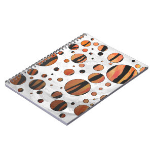 Polks Dot Tiger Hot orange and Black Print Notebook