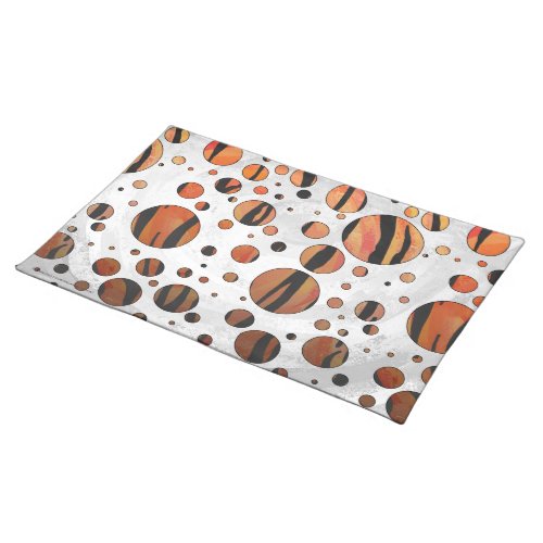 Polks Dot Tiger Hot orange and Black Print Placemat