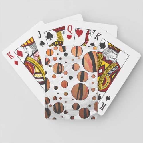 Polks Dot Tiger Hot orange and Black Print Poker Cards