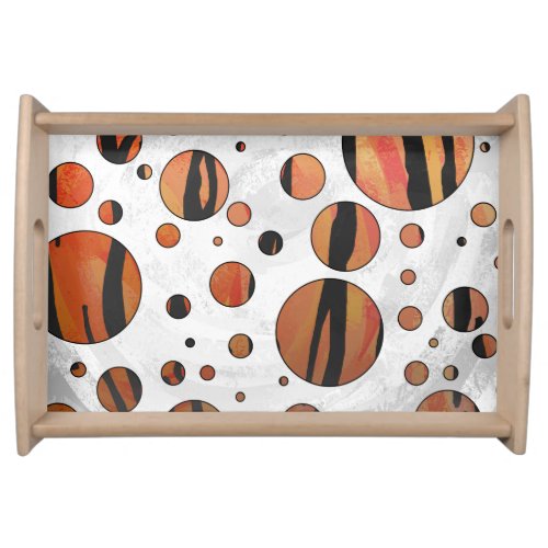 Polks Dot Tiger Hot orange and Black Print Serving Tray