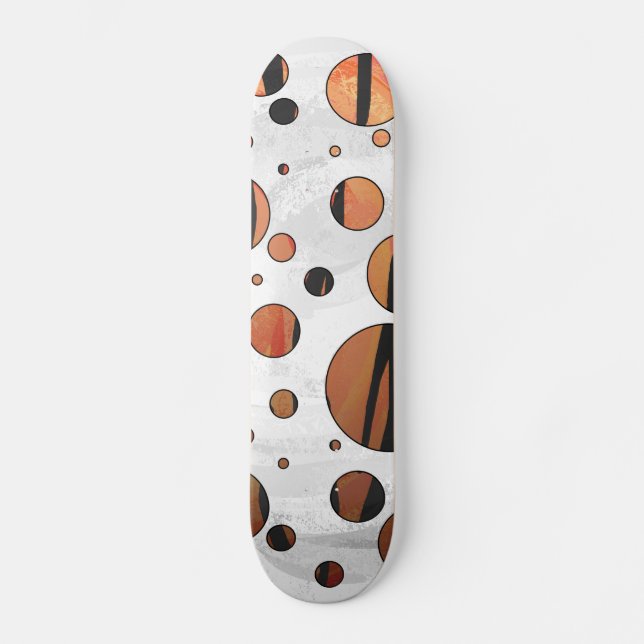 Polks Dot Tiger Hot orange and Black Print Skateboard (Front)