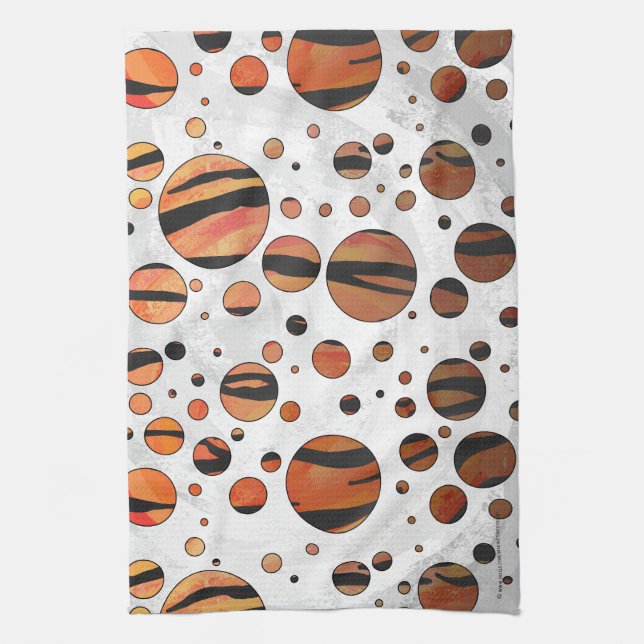 Polks Dot Tiger Hot orange and Black Print Towel (Vertical)