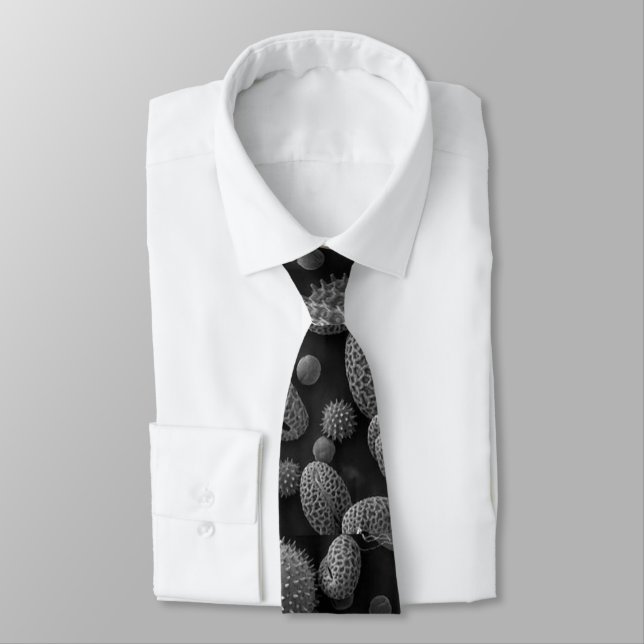 Pollen Grains Black and White Image Neck Tie (Tied)