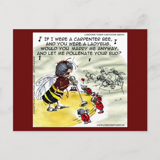 "Pollenation" Insect Nightclub Singer Funny Postcard (Front)