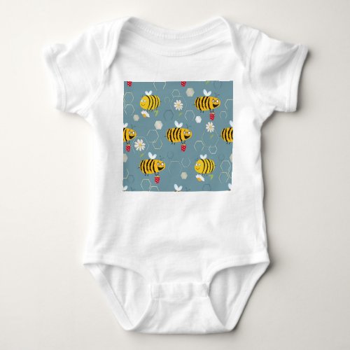 Pollinating Bees Flowering Garden Scene Baby Bodysuit