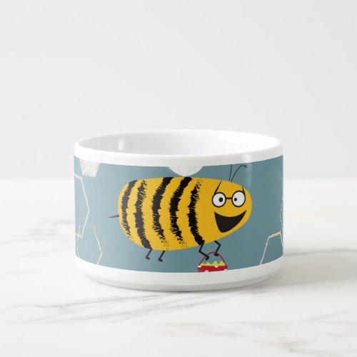 Pollinating Bees Flowering Garden Scene Bowl