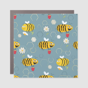 Pollinating Bees, Flowering Garden Scene. Car Magnet