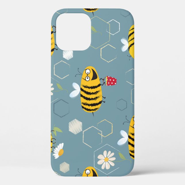 Pollinating Bees, Flowering Garden Scene. Case-Mate iPhone Case (Back)