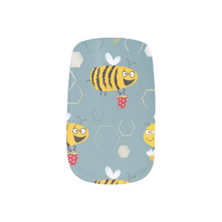 Pollinating Bees, Flowering Garden Scene. Minx Nail Art