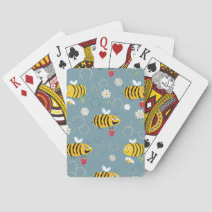 Pollinating Bees, Flowering Garden Scene. Poker Cards