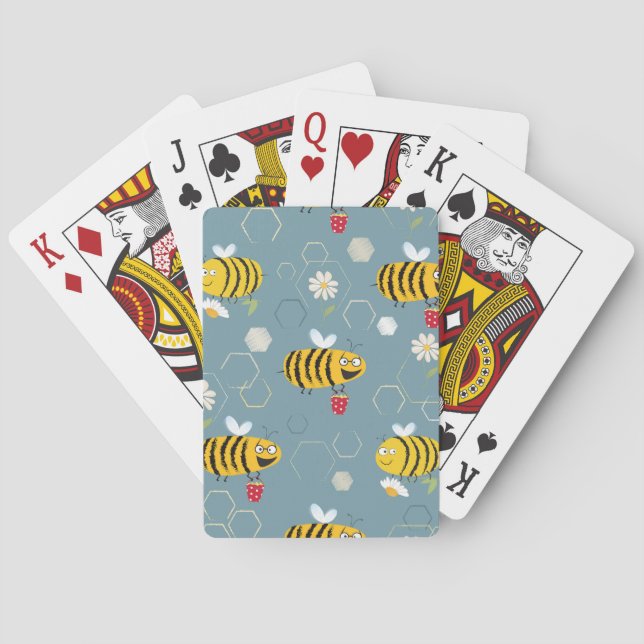 Pollinating Bees, Flowering Garden Scene. Poker Cards (Back)