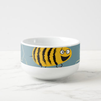 Pollinating Bees, Flowering Garden Scene. Soup Mug