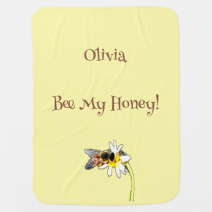 Pollinating Bumble Bee on a Flower Customized Baby Blanket