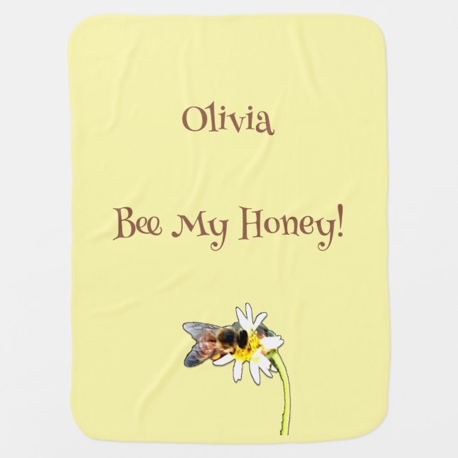 Pollinating Bumble Bee on a Flower Customized Baby Blanket (Front)